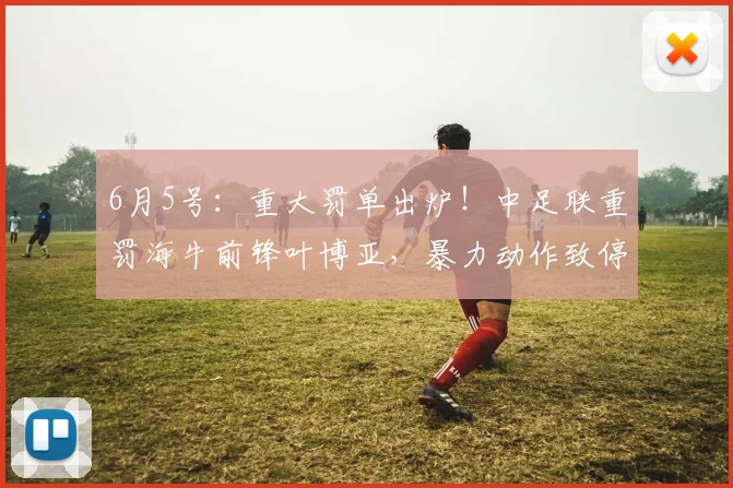 6月5号:重大罚单出炉!中足联重罚海牛前锋叶博亚,暴力动作致停赛4场、罚款4万?_客场_姚均晟_主场